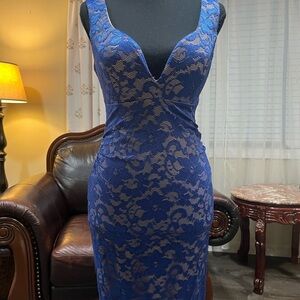 Emerald Sundae Beige and Blue Dress